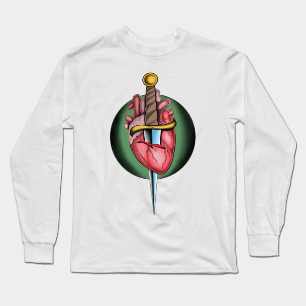 Heart & dagger Long Sleeve T-Shirt by Jdubtattoos